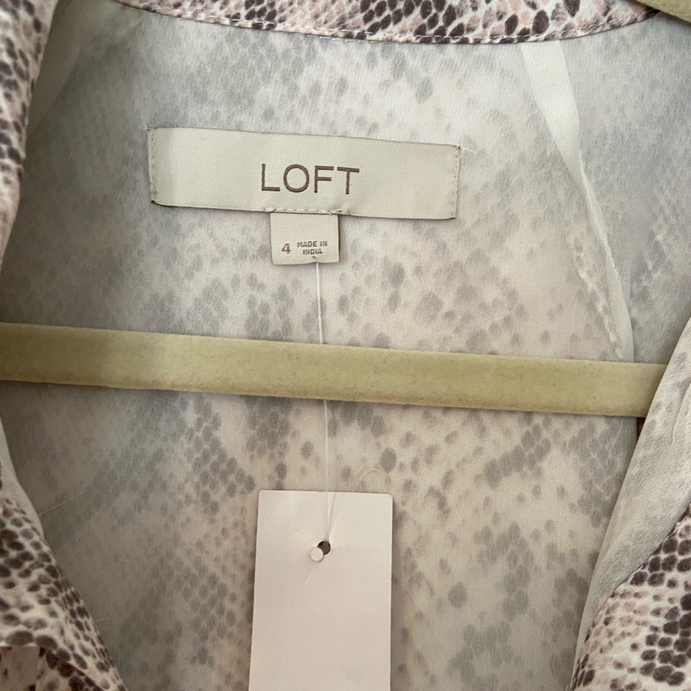 Loft Pink and Grey Snake Skin Dress